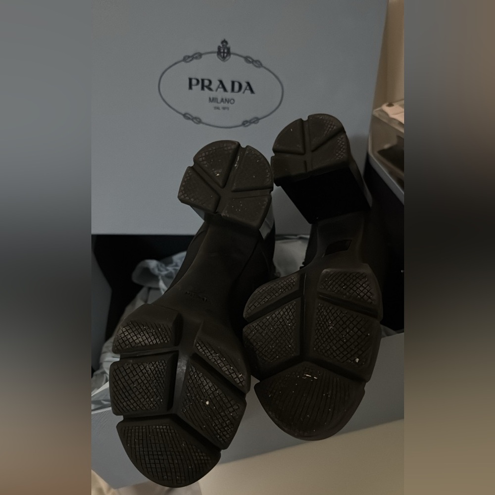 Prada Women's Black Heeled Lace-Up Boots - Picture 7 of 7